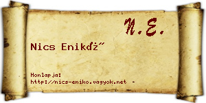Nics Enikő névjegykártya